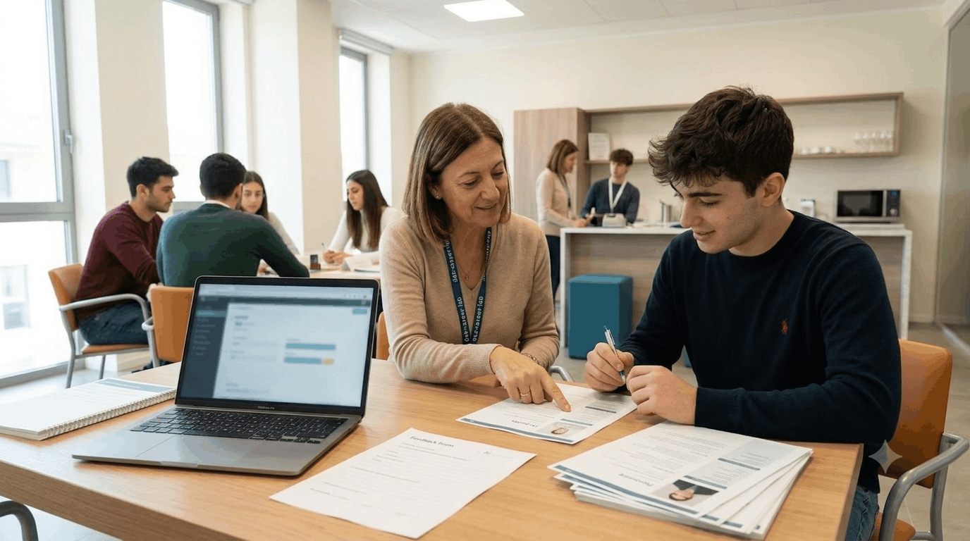 Tutor e studente durante un colloquio di orientamento
