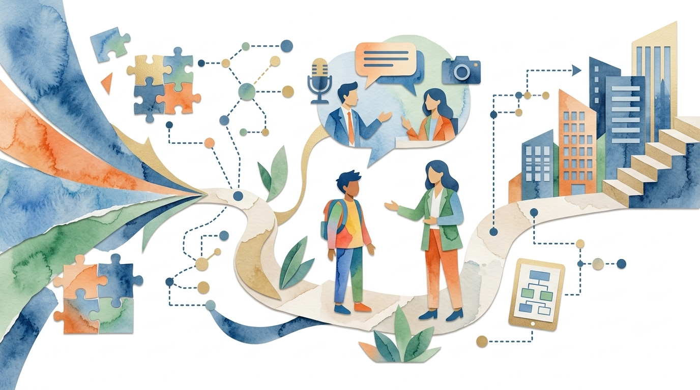 Collage di sintesi del percorso verso l'employability