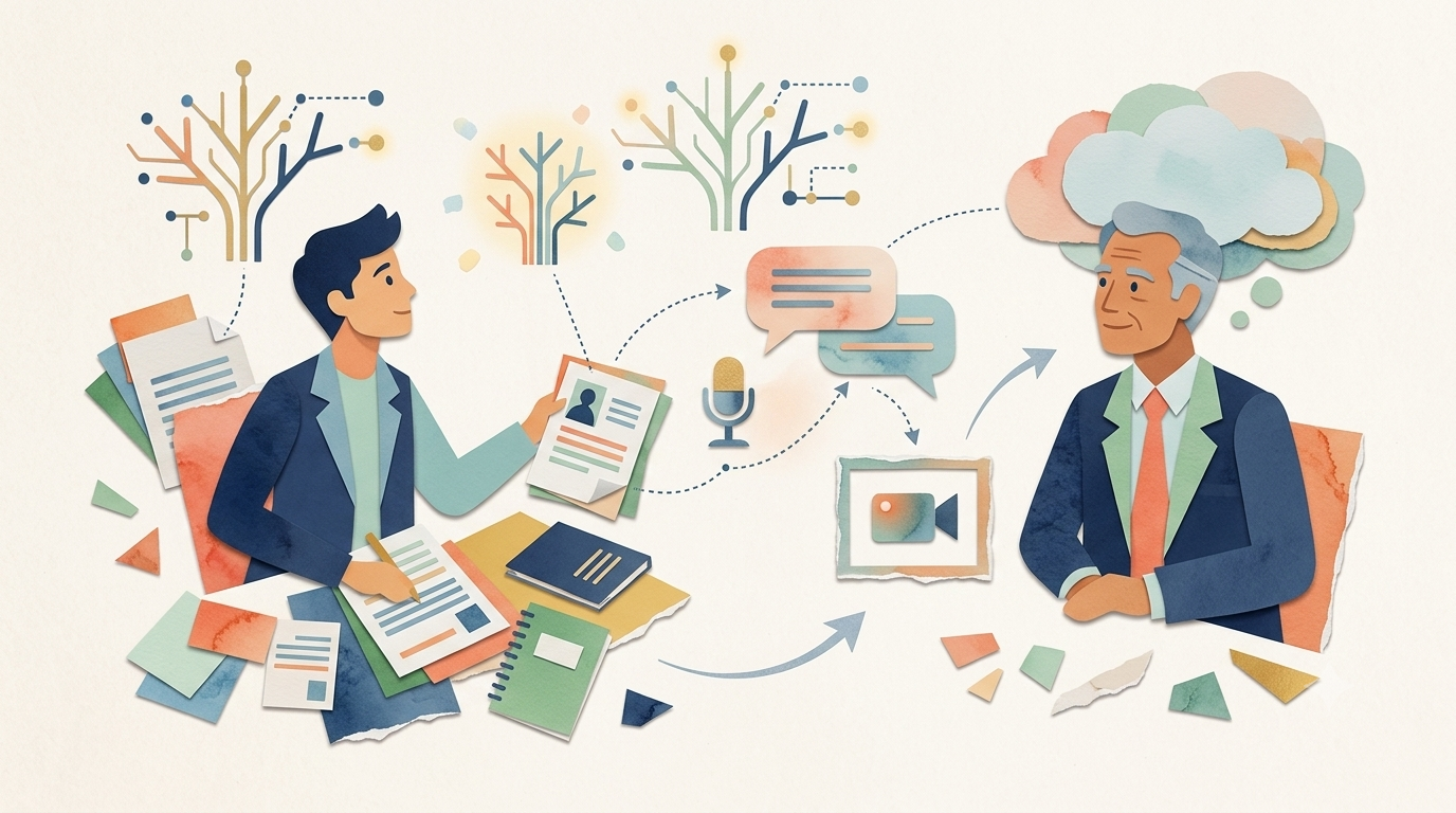 Studente e tutor in un percorso di feedback formativo su testo, voce e video per migliorare la comunicazione professionale.